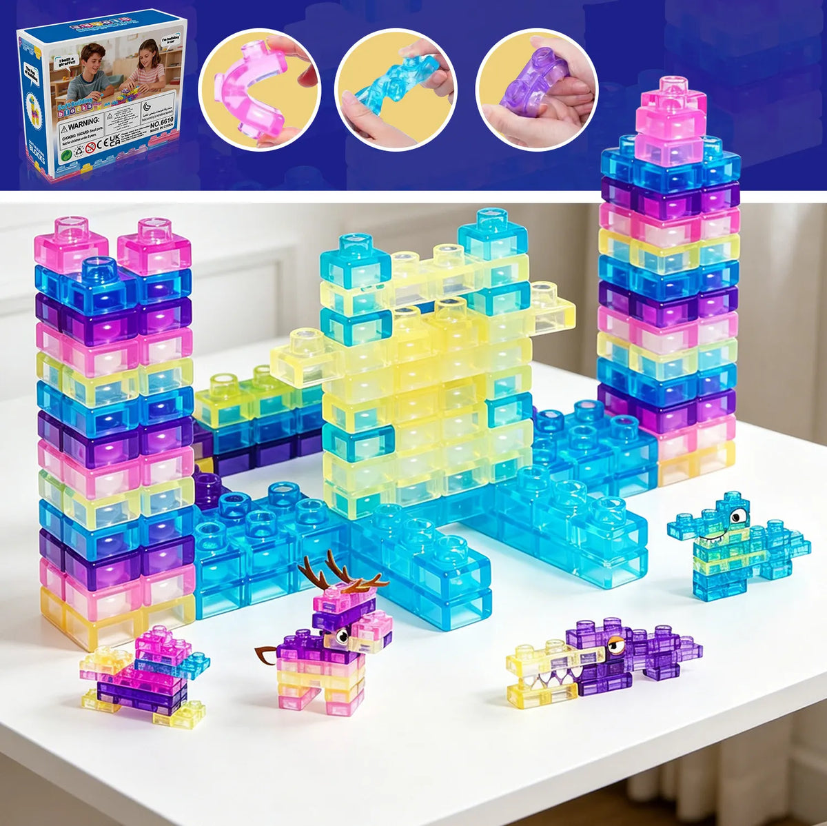 40 PCS Sensory Soft Building Blocks for Toddlers Kids Montessori Squishy Stacking Toy Set