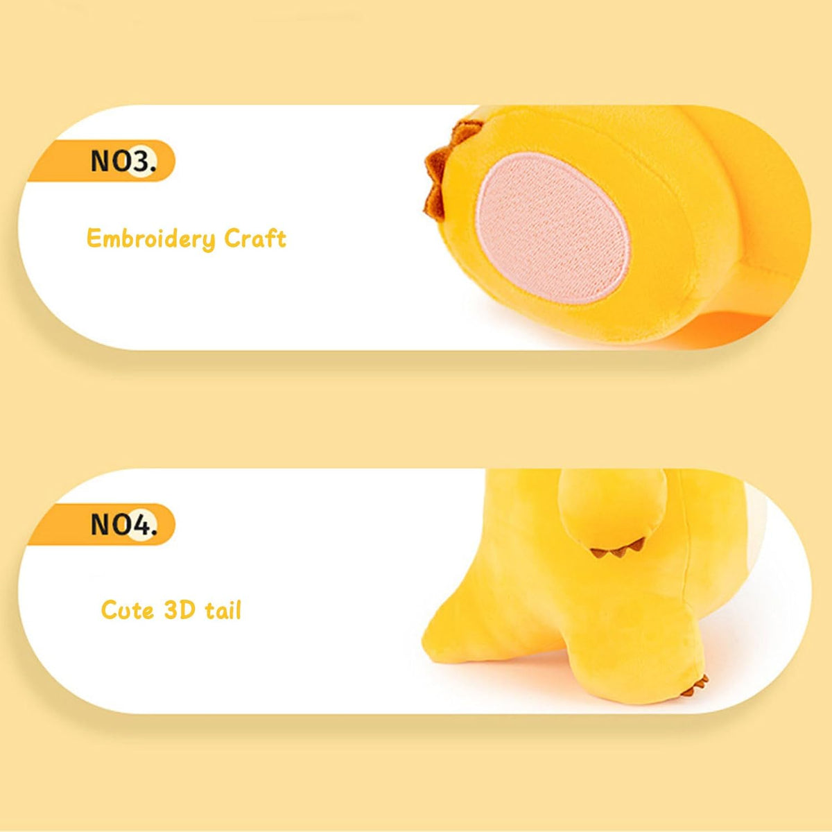 Yellow Dino Plush Pillow