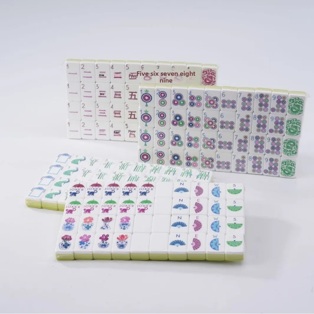 Mahjong Set Green Acrylic Family Gathering