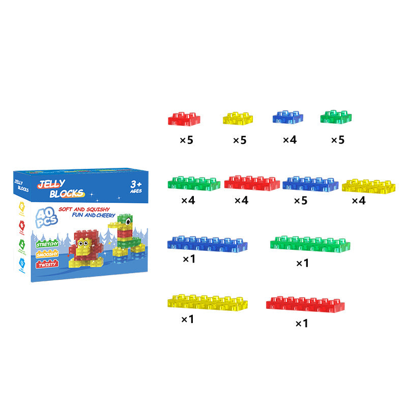 Clear Jelly Soft Squishy Building Blocks Set