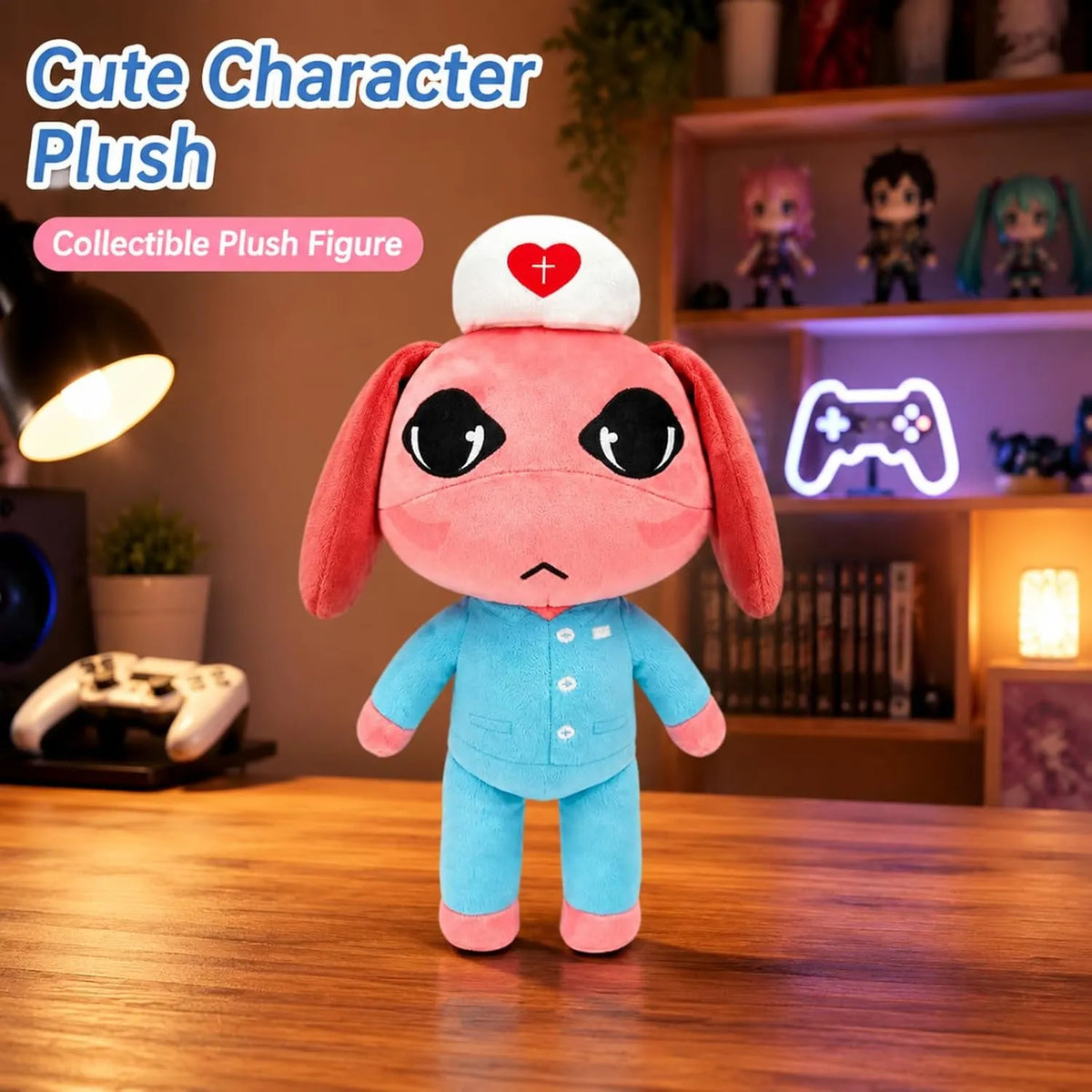 Pink Nurse Plush with Blue Uniform
