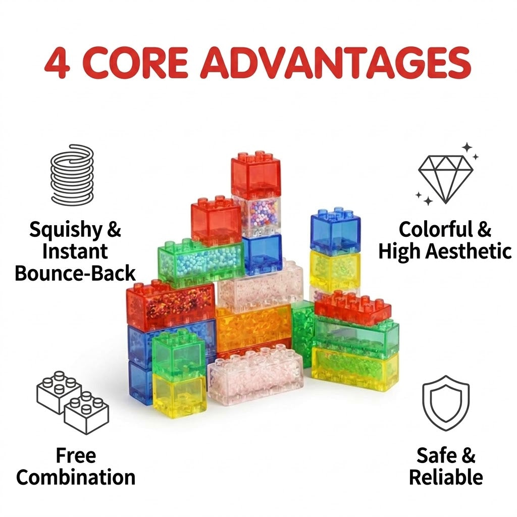 Clear Jelly Soft Squishy Building Blocks Set