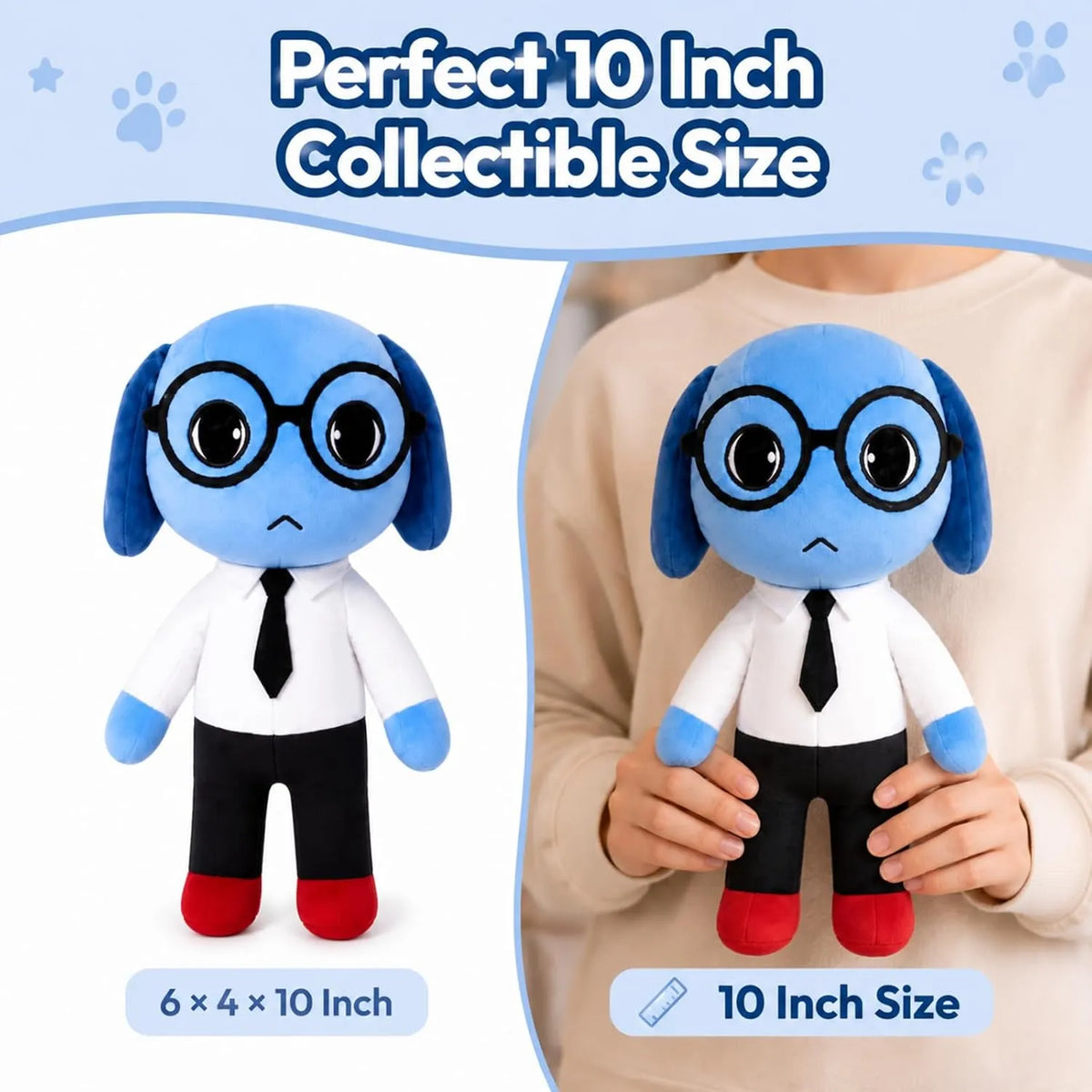Blue Dog Plush with Glasses & Tie
