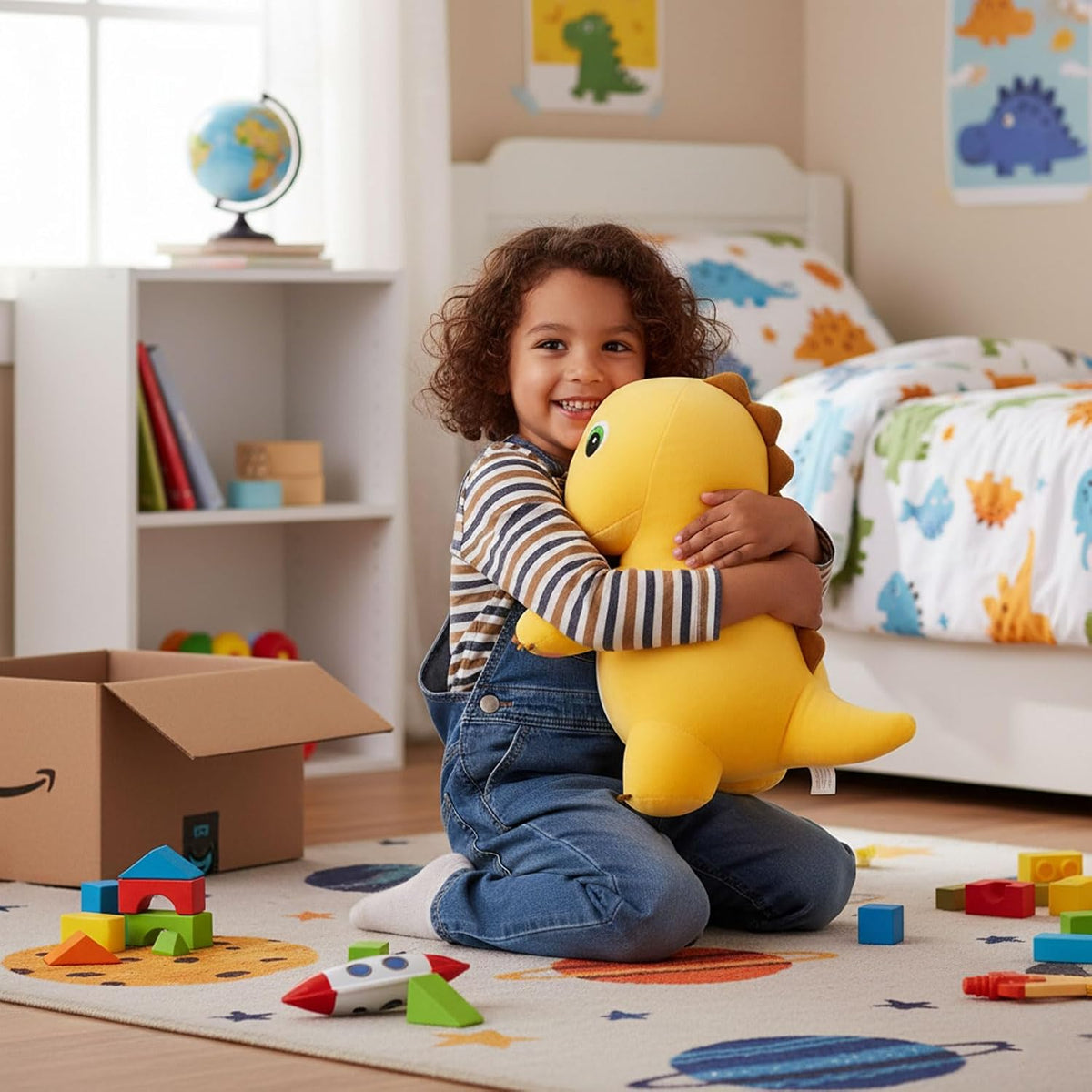 Yellow Dino Plush Pillow