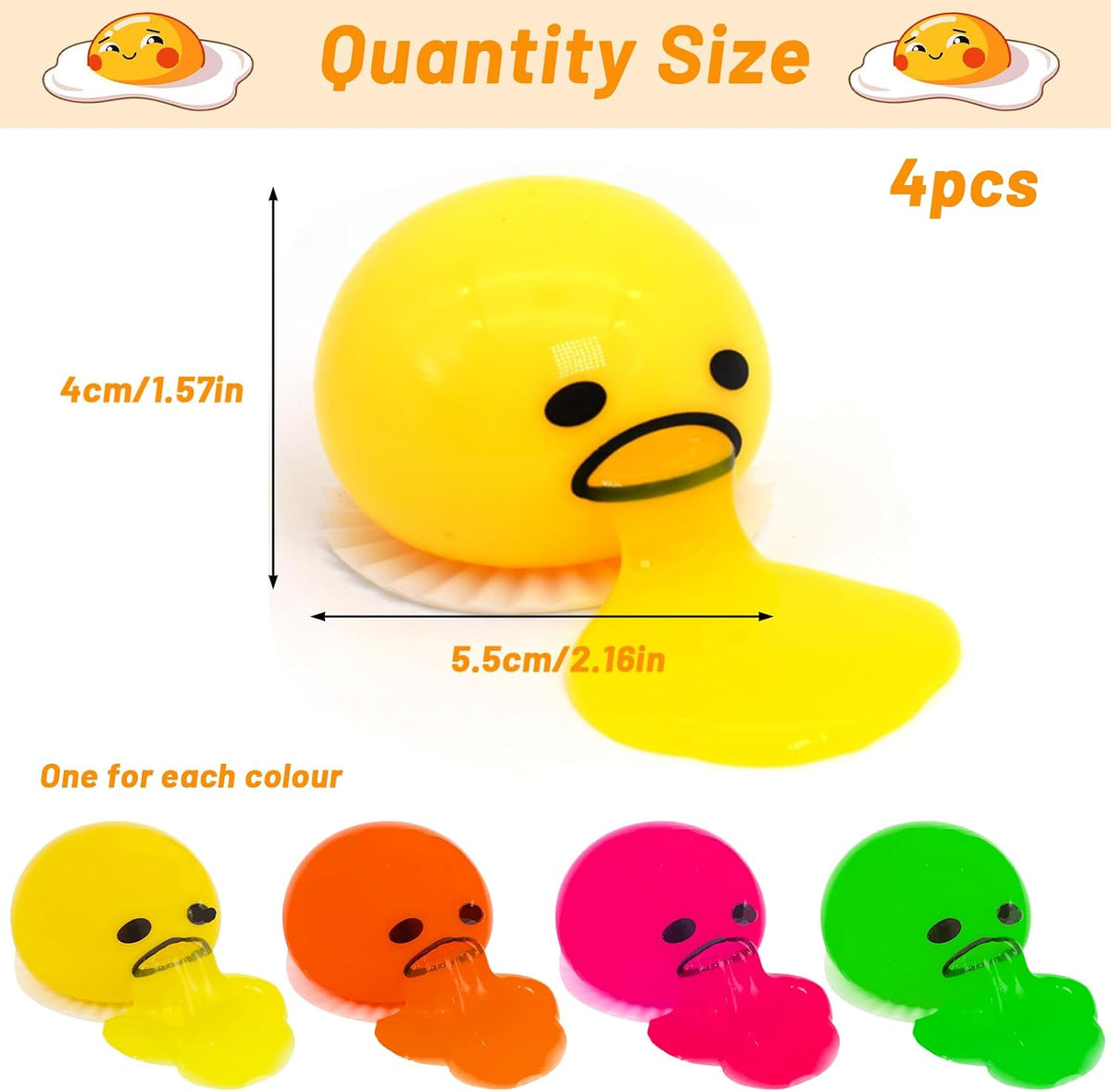 Vomiting Egg Slime Toy - Funny Prank Squeeze Stress Ball Puking Yolk