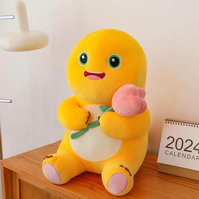 Yellow Dino Plush with Flower