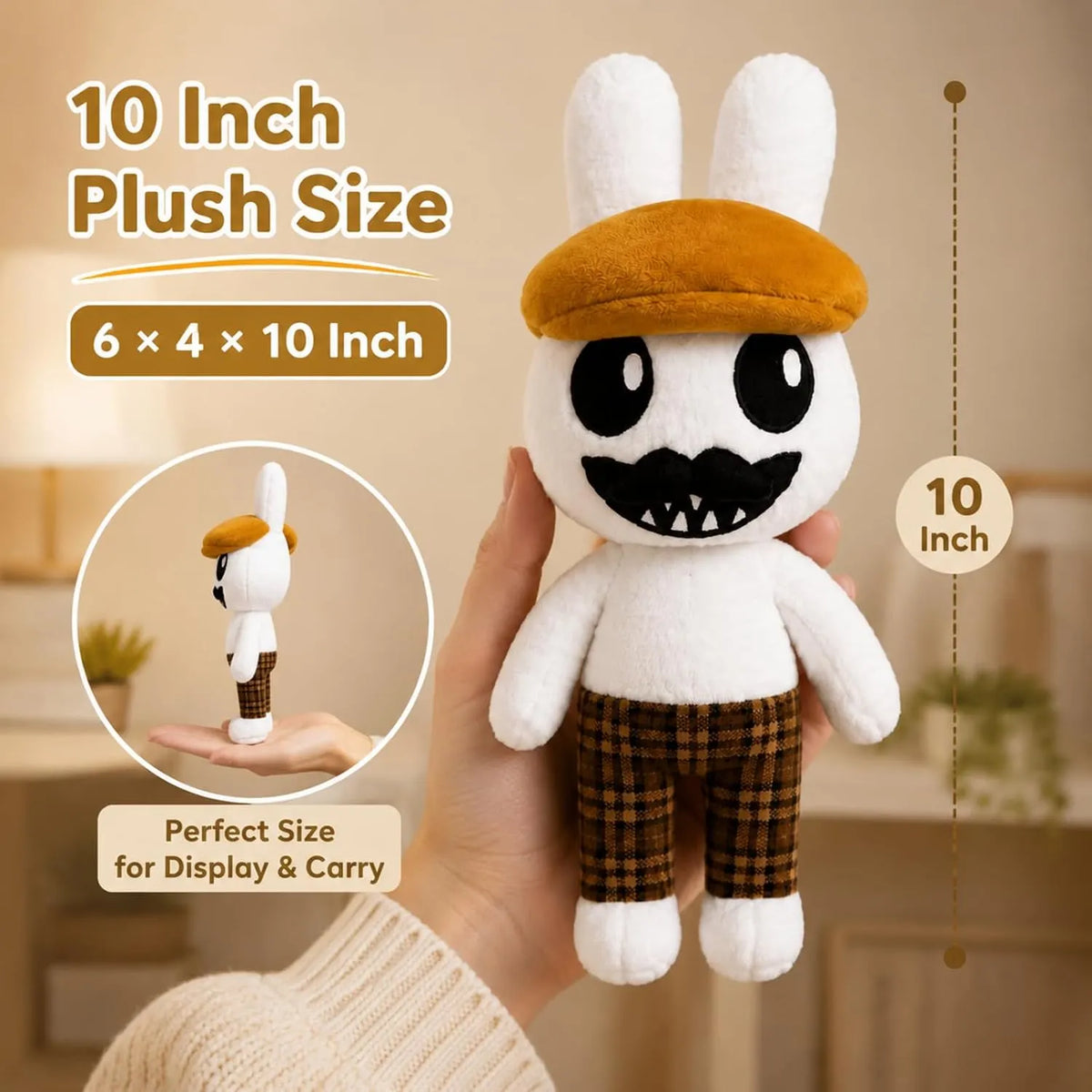Bunny Plush with Hat & Plaid Shorts