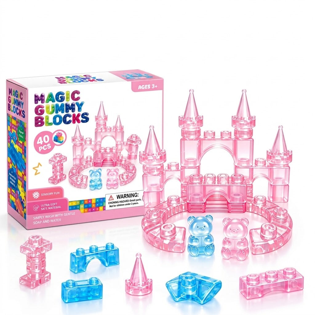 Gummy Bear Castle Soft Squishy Blocks Set