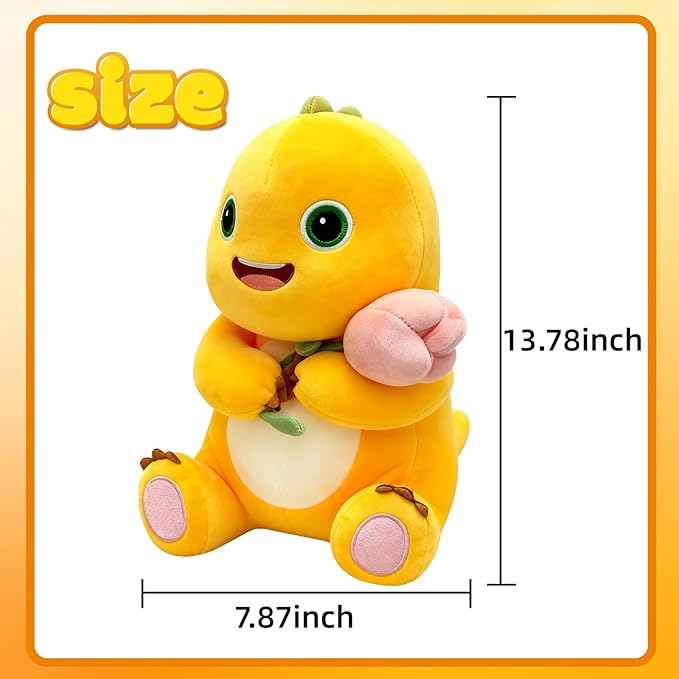 Yellow Dino Plush with Flower