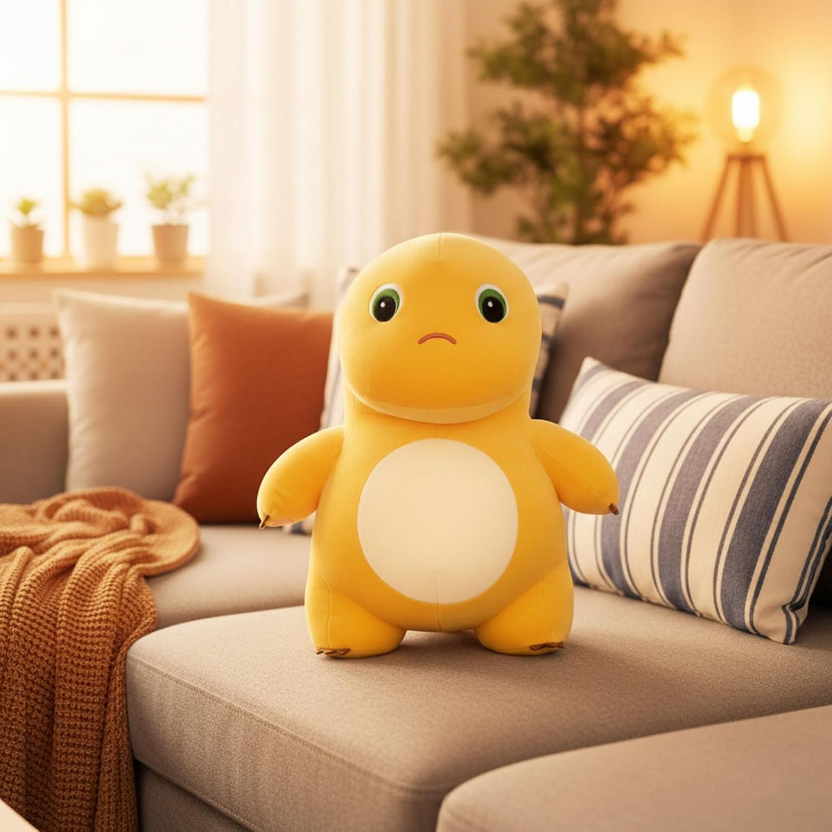 Yellow Dino Plush Pillow