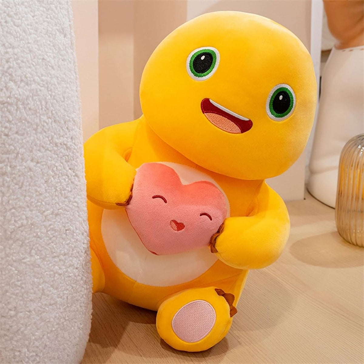 Yellow Dino Plush with Heart