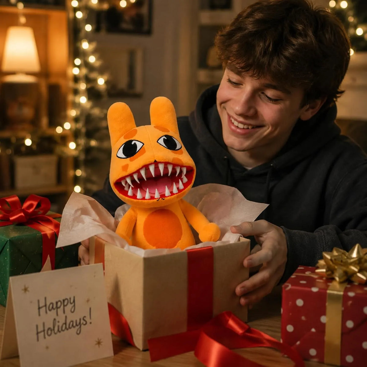 Orange Duck Plush with Big Smile