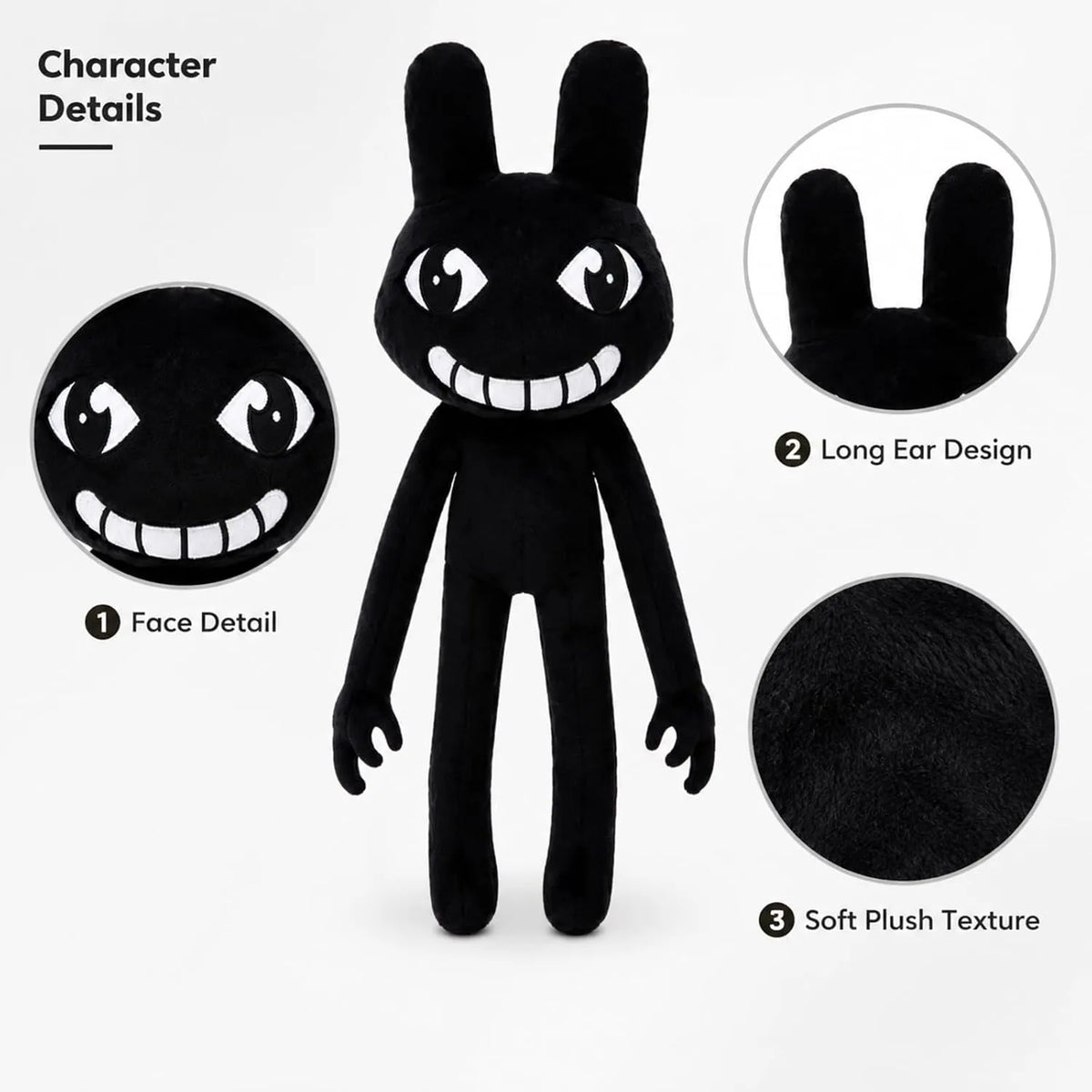 Black Bunny Plush with Creepy Smile