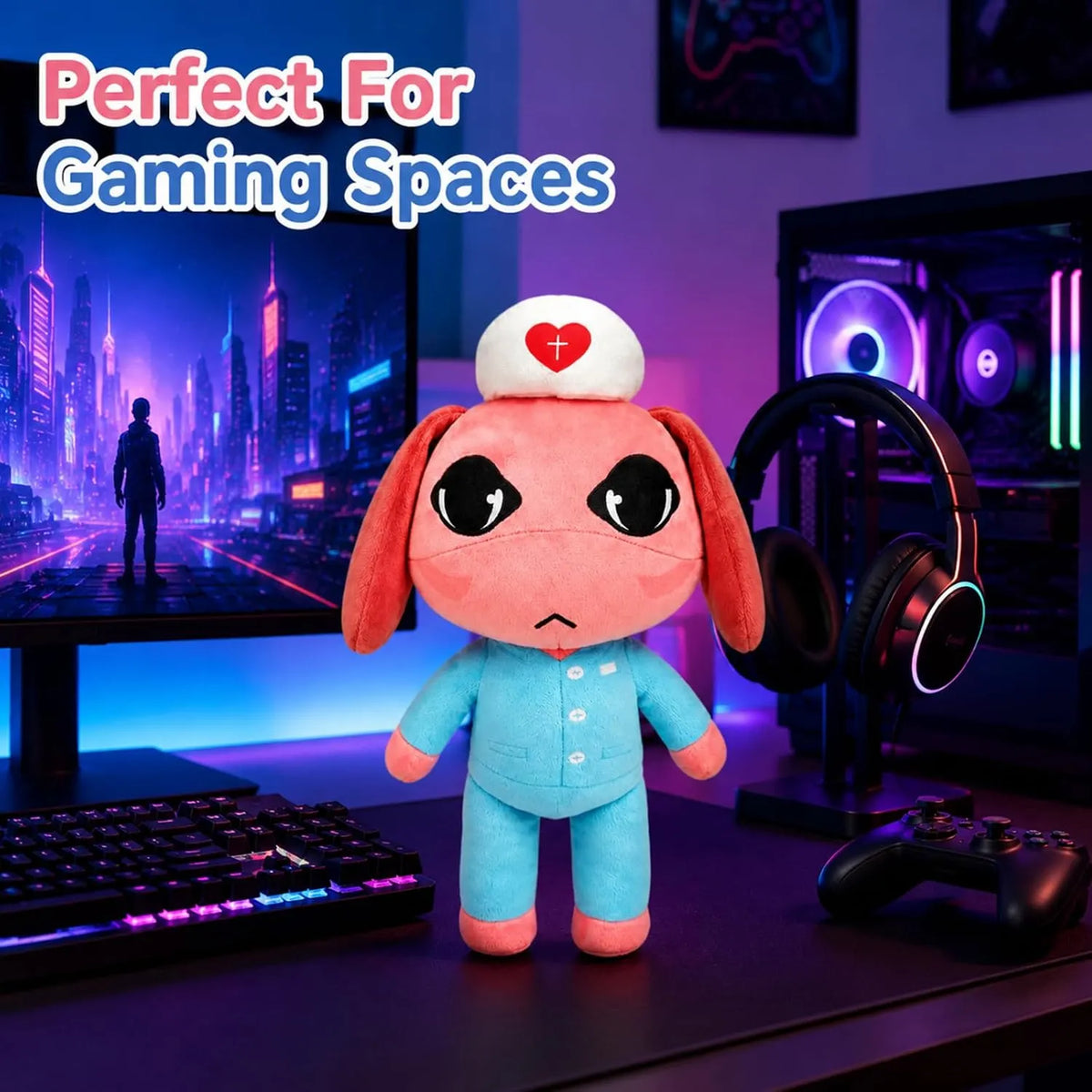 Pink Nurse Plush with Blue Uniform