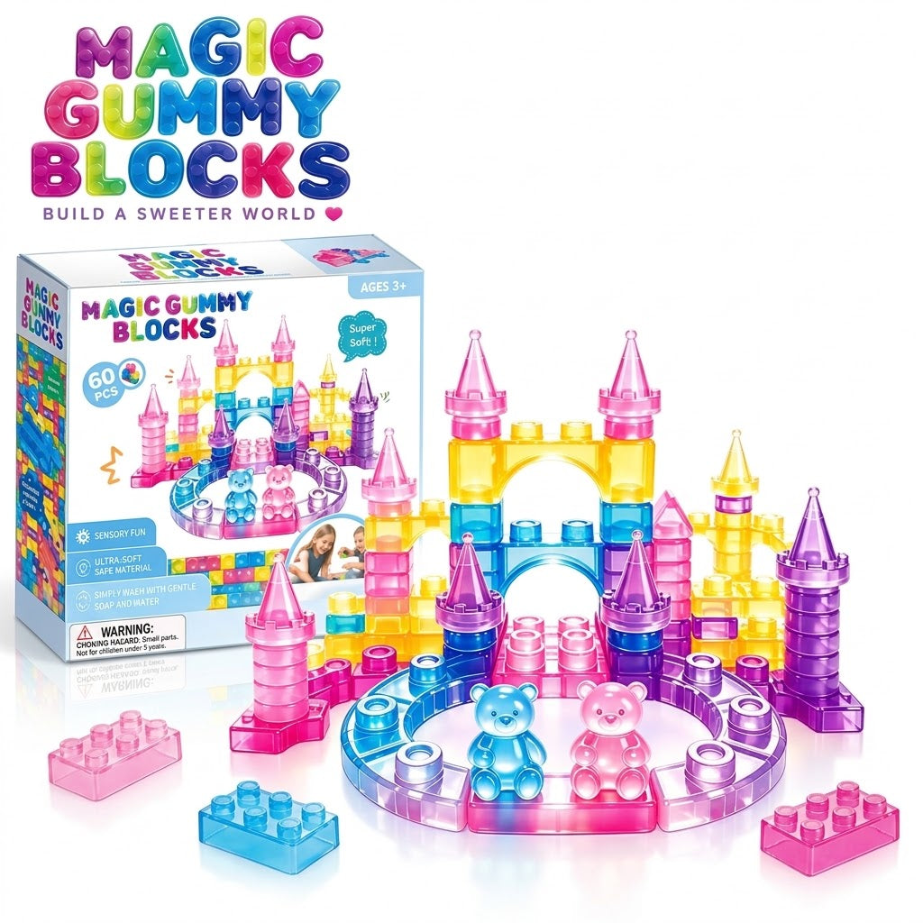 Gummy Bear Castle Soft Squishy Blocks Set