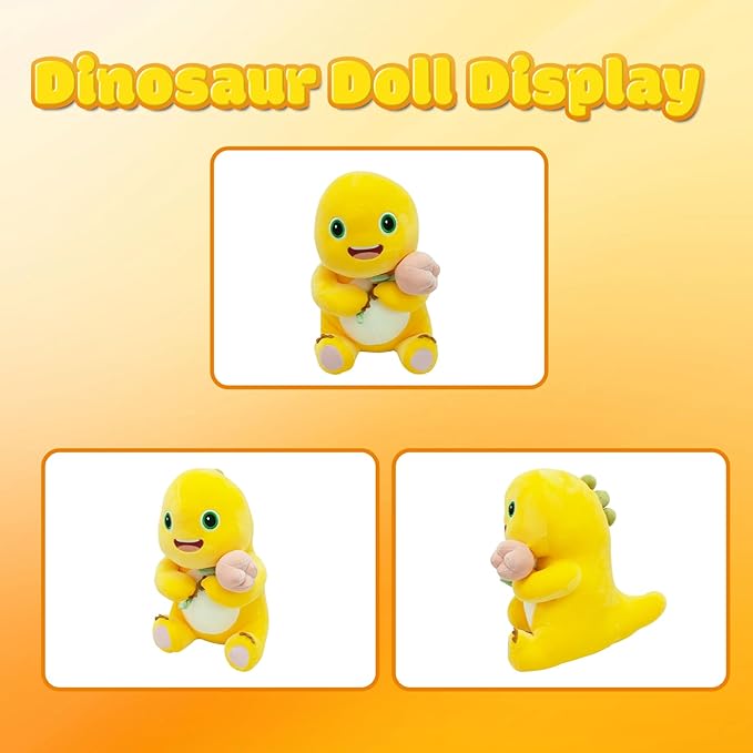 Yellow Dino Plush with Flower