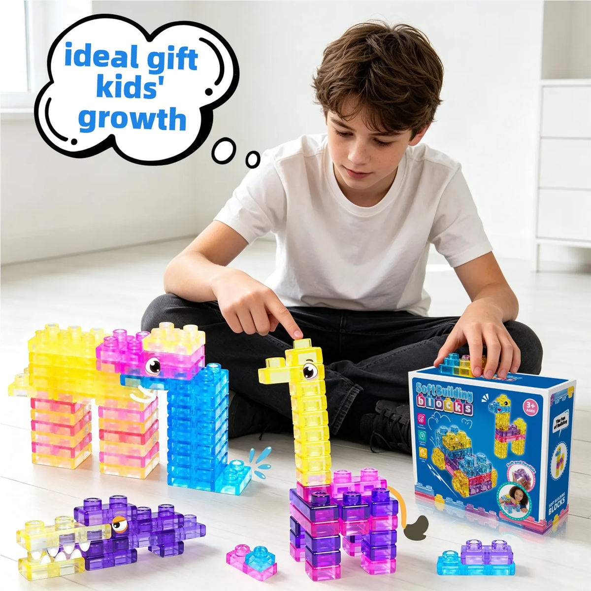 40 PCS Sensory Soft Building Blocks for Toddlers Kids Montessori Squishy Stacking Toy Set