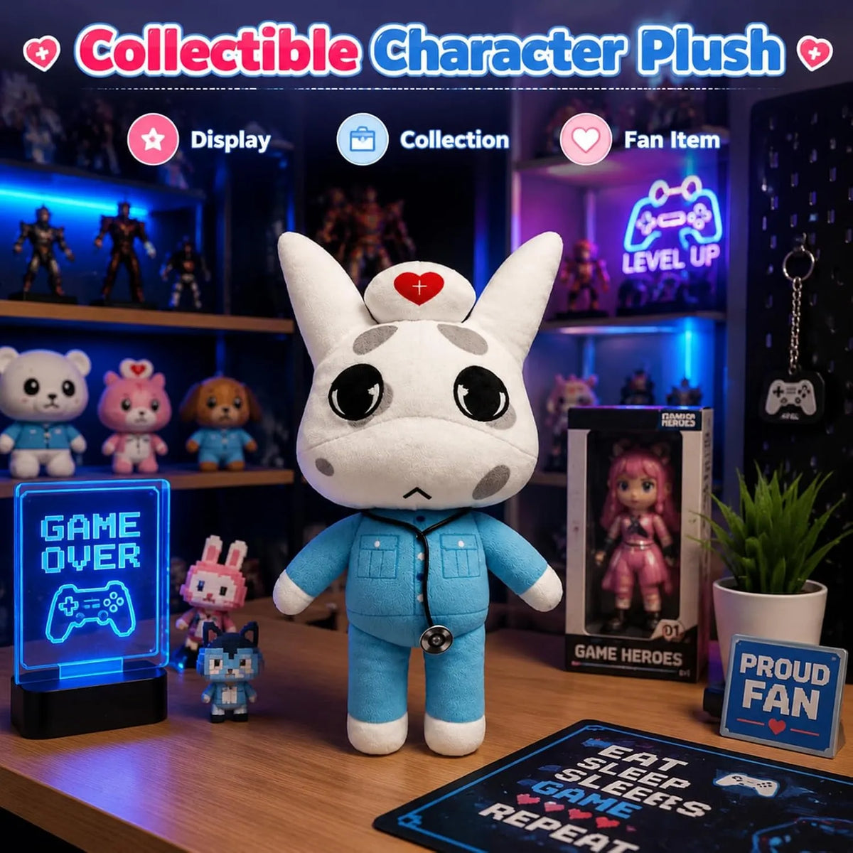 White Rabbit Plush with Nurse Hat