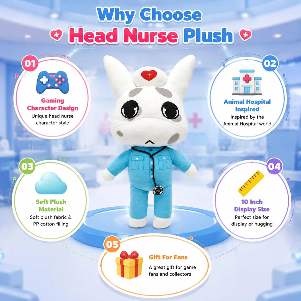 White Rabbit Plush with Nurse Hat