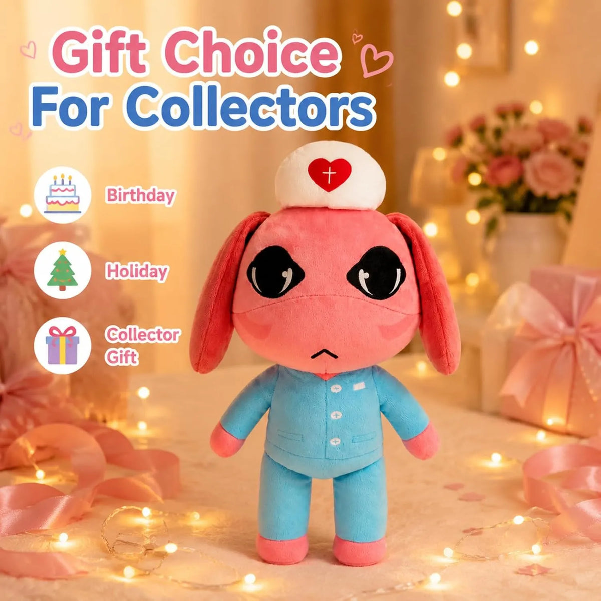 Pink Nurse Plush with Blue Uniform