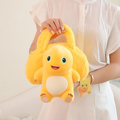 Yellow Dino Plush Crossbody Bag