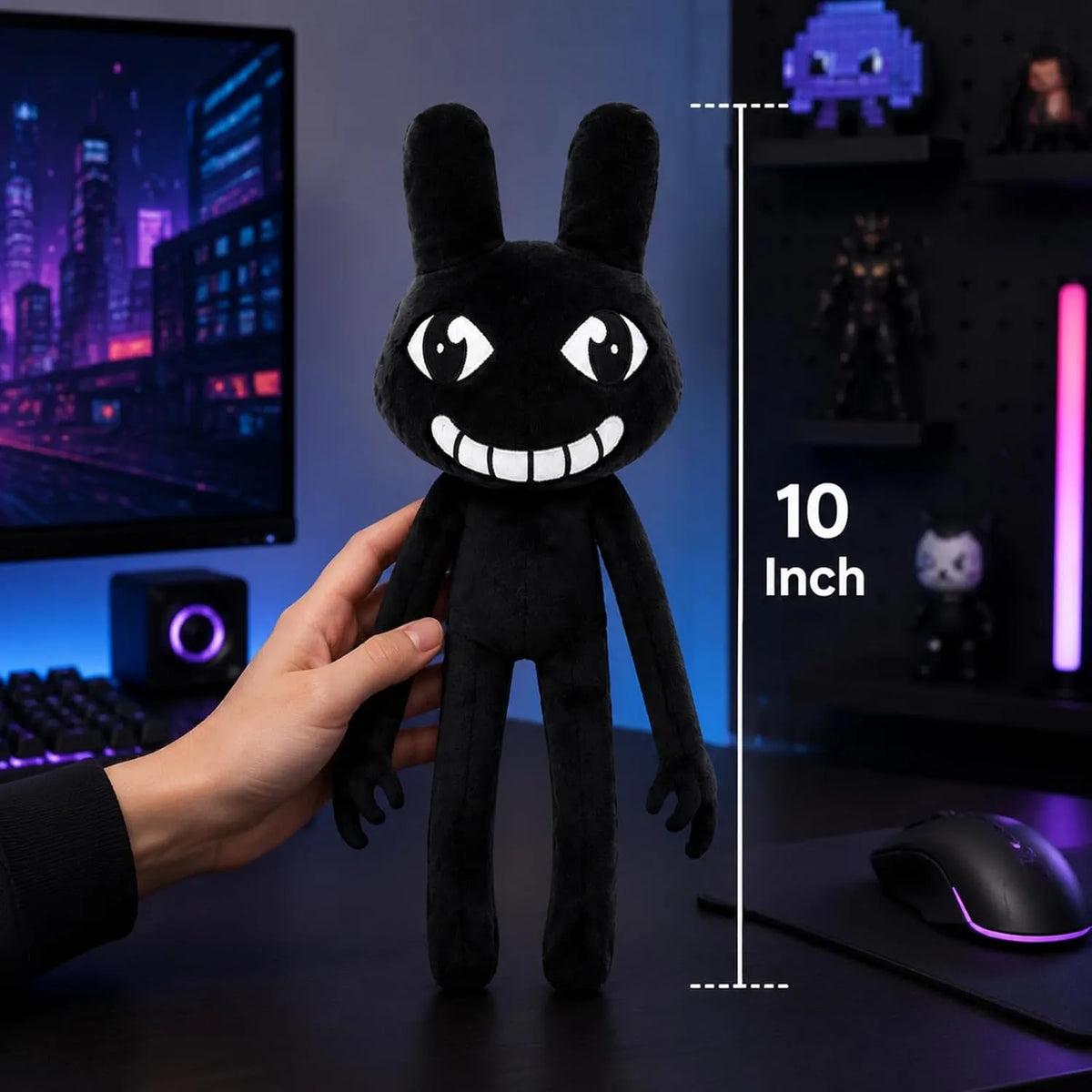 Black Bunny Plush with Creepy Smile