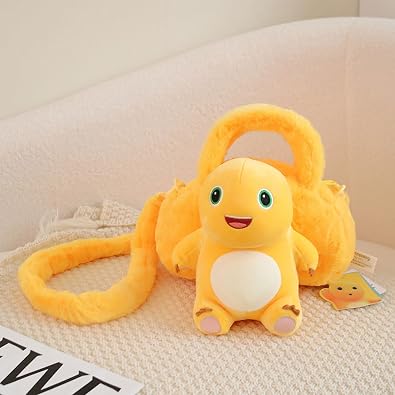 Yellow Dino Plush Crossbody Bag