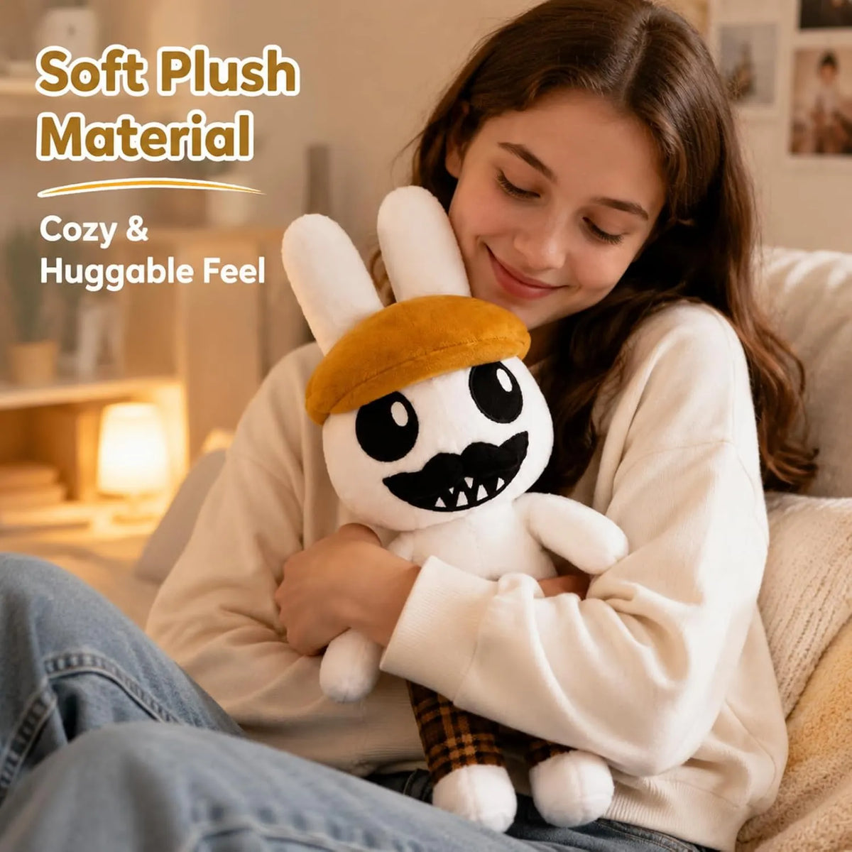 Bunny Plush with Hat & Plaid Shorts