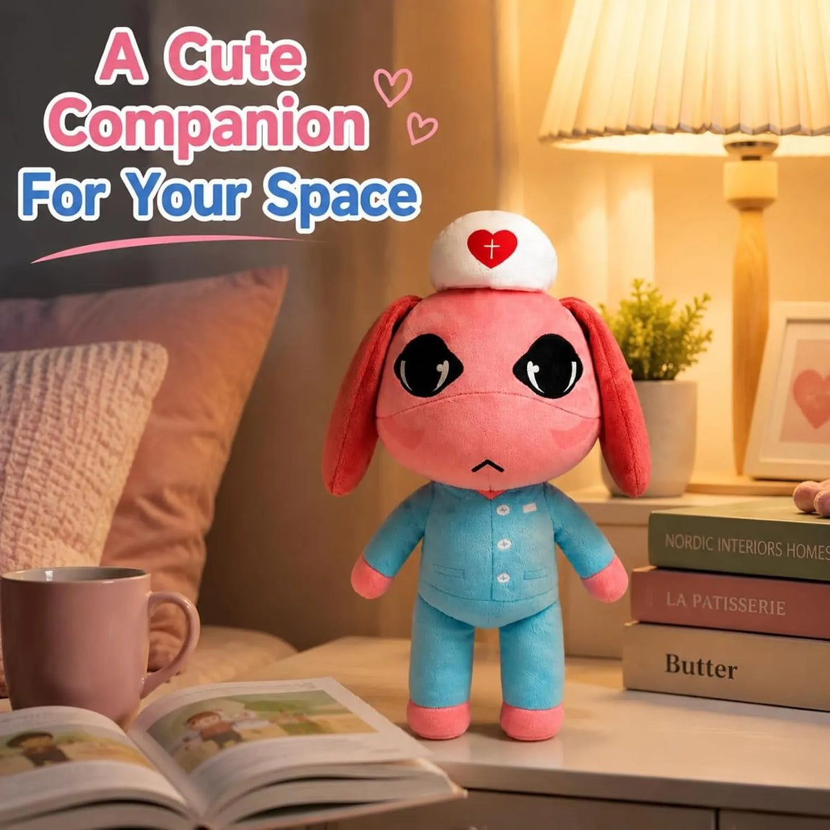Pink Nurse Plush with Blue Uniform