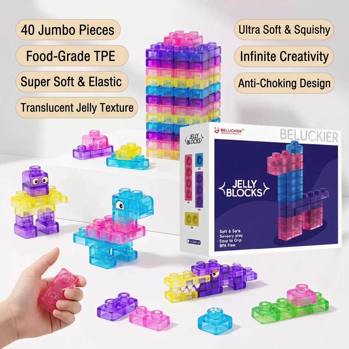 Jelly Blocks Soft Squishy Building Toy Set