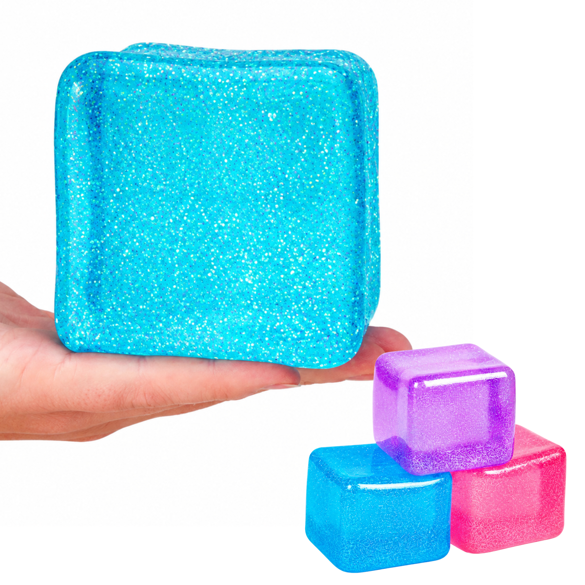 Giant Jelly Cube Squishy Glitter 7.5cm