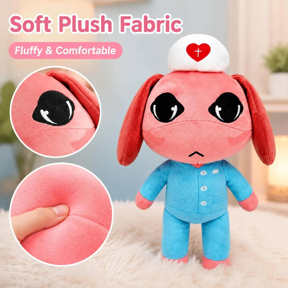 Pink Nurse Plush with Blue Uniform