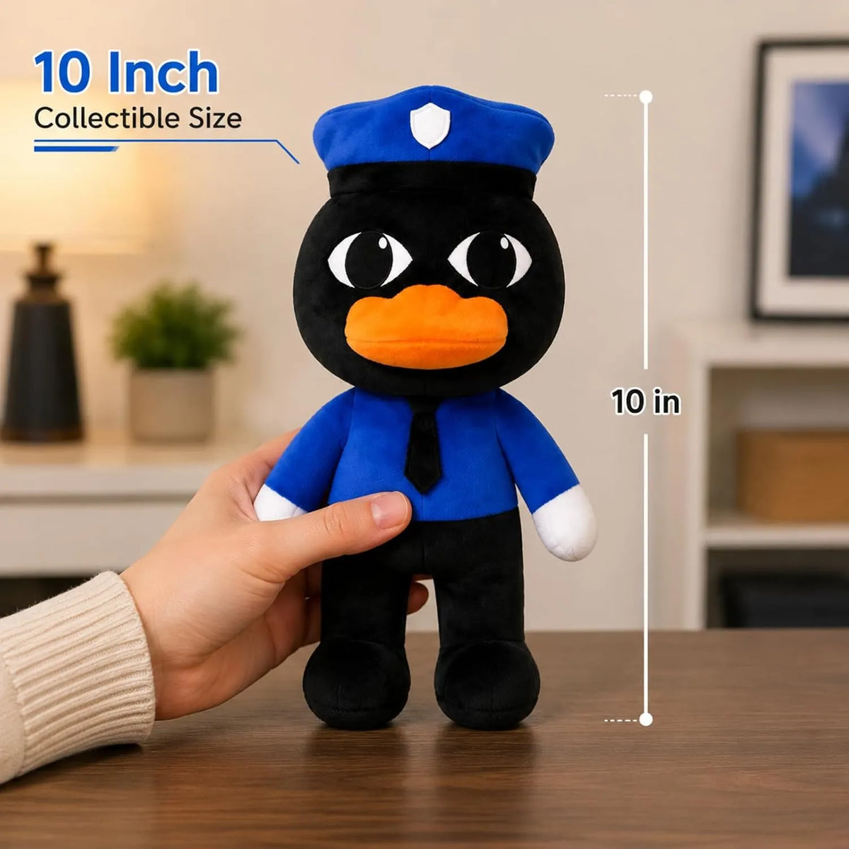 Black Duck Plush in Blue Uniform