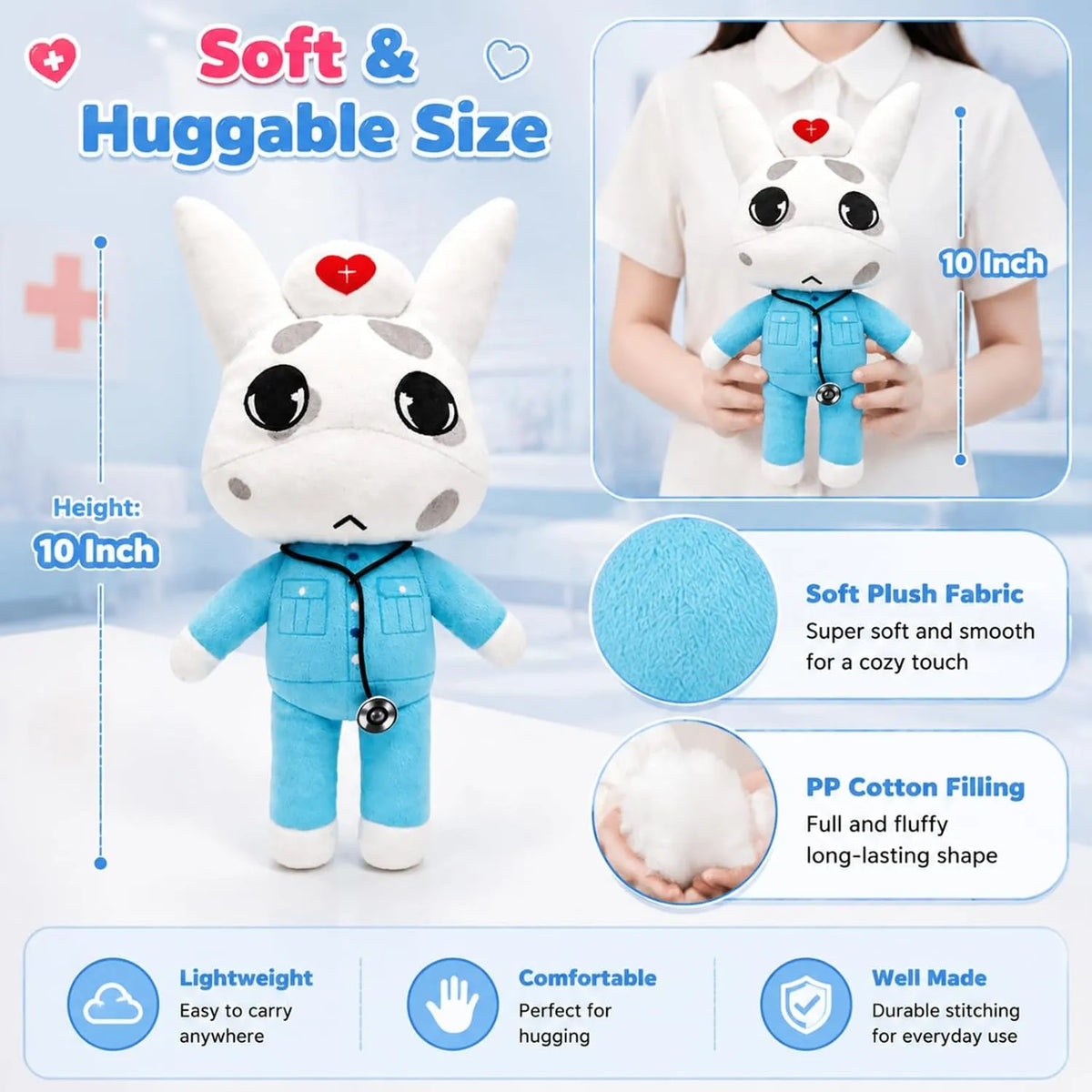 White Rabbit Plush with Nurse Hat