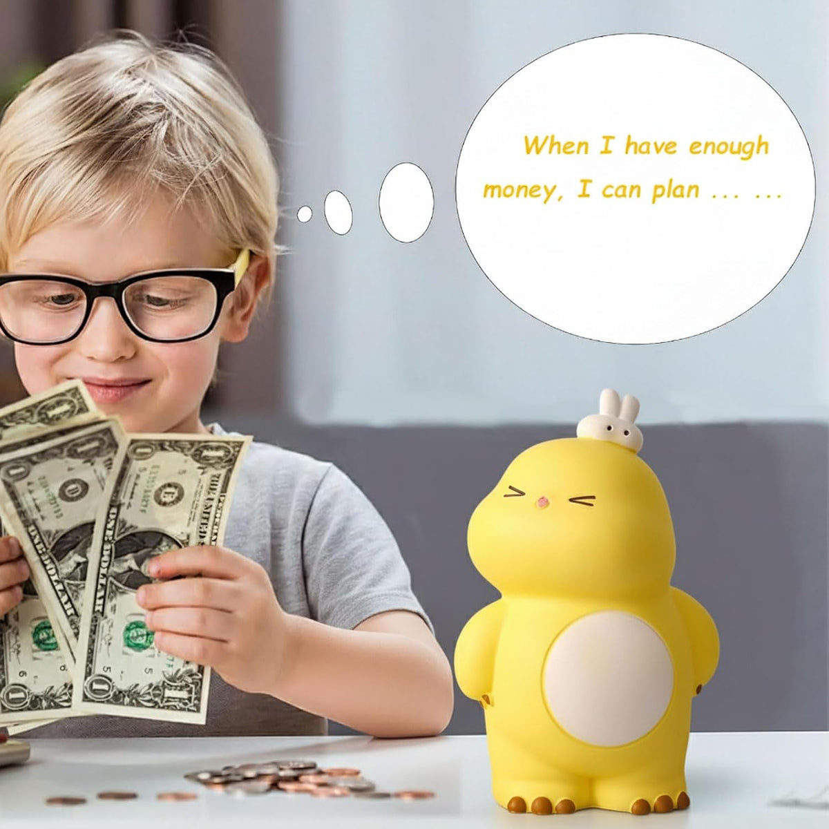 Yellow Dino Coin Bank
