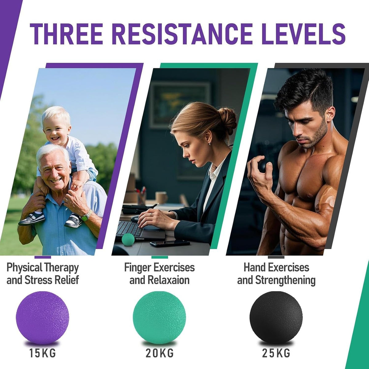 3-Level Resistance Squeeze Ball Set